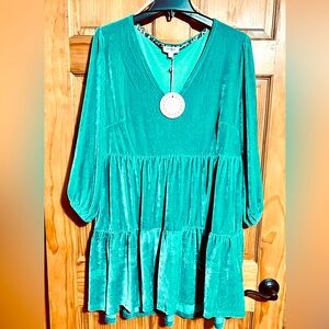 Teal Velvet Dress